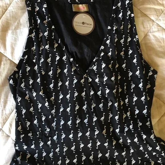 Tulip Size Small Black and White Flamingo Print Dress - Picture 6 of 13